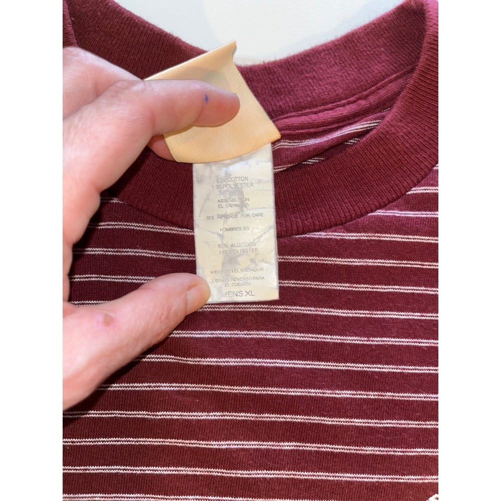 Vintage Red Oak Texas A&M Aggies Striped T-Shirt Mens XL Maroon White 90s NCAA - Picture 6 of 6